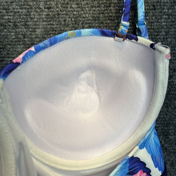 CUPSHE Stripe and Floral One Piece Swimsuit Bathing Suit Push-up NWT Sz L - Picture 7 of 8